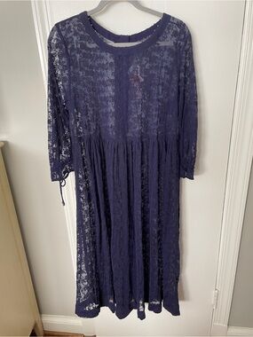 April Cornell Navy Floral Lace Maxi Dress